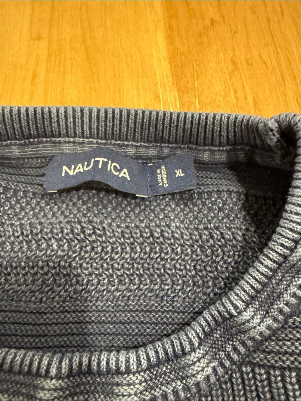 Nautica Men's Blue Textured 100% Cotton Crewneck Sweater XL - Picture 3 of 6